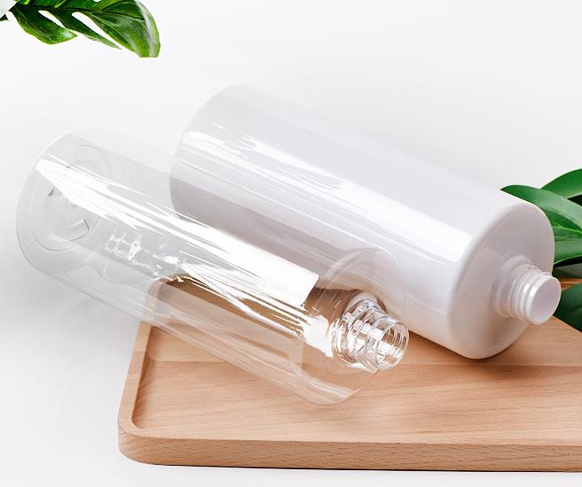 1L Clear Transparent 1000ml Shampoo Bottle Amber With Black Cap Lid PET Plastic Lotion Conditioner Juice Bottle with Pump Spray