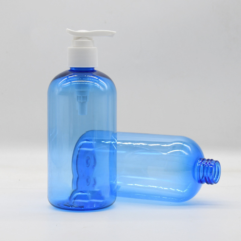 Custom Round Shoulder 300ml 500ml 700ml PET Plastic Shampoo Bottle Wholesale Clear Pink Gray Cosmetic Bottles Package