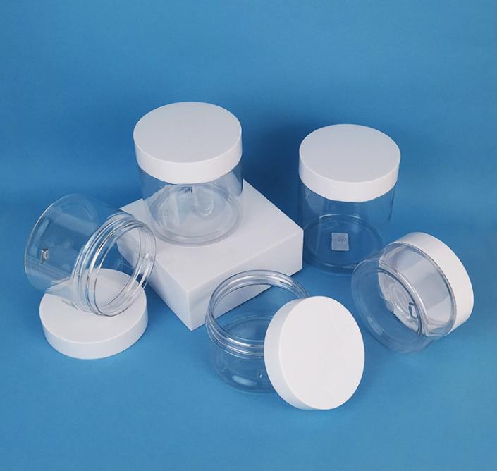 Custom 2 4 8 12 16 oz 100 120 250 500 ml gram empty plastic cosmetics Jars Face Cream Lotion Scrub Moisturizer peanut butter jar