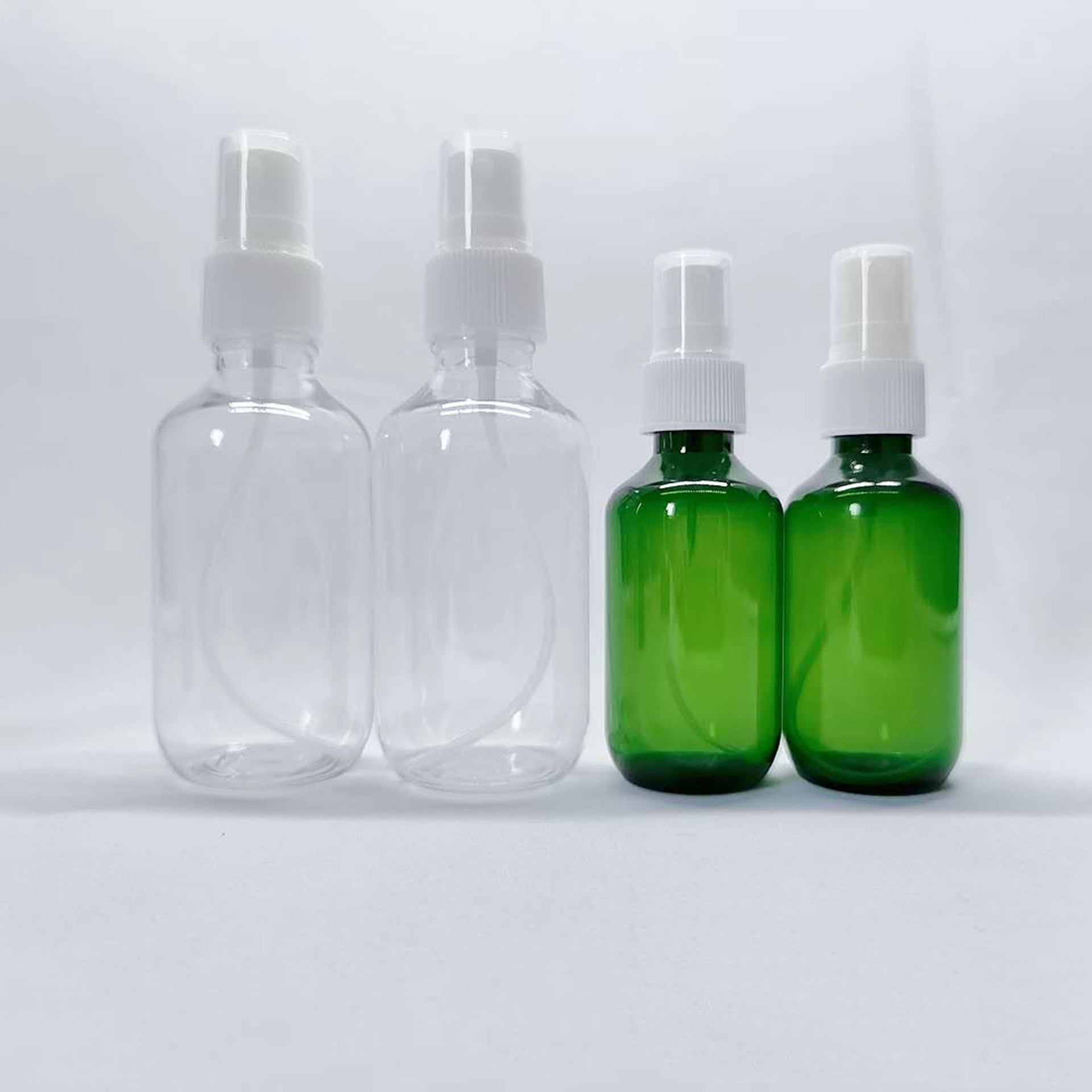 Matte Green plastic spray bottle 100 ml 60ml 200ml spray bottle body spray bottle with Black Fine Mist Pump Dispenser and Cover