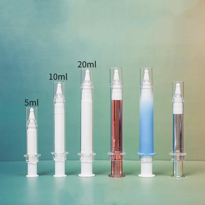 Cosmetics Liquid Foundation Essence Syringe 5ml 10ml 20ml airless lotion serum eye cream pump bottle with Silicone massage head