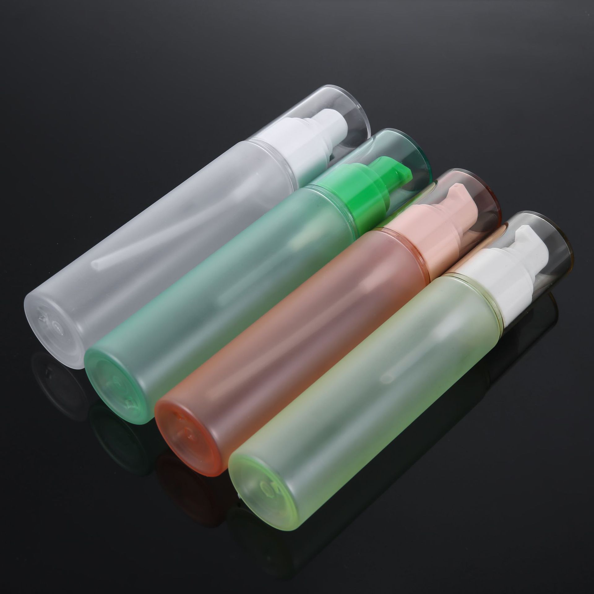 Custom Logo Printing Color Transparent Frosted 40ml 60ml 80ml Cosmetic Lotion Serum Face Cream Pump Spray Bottle with Cover