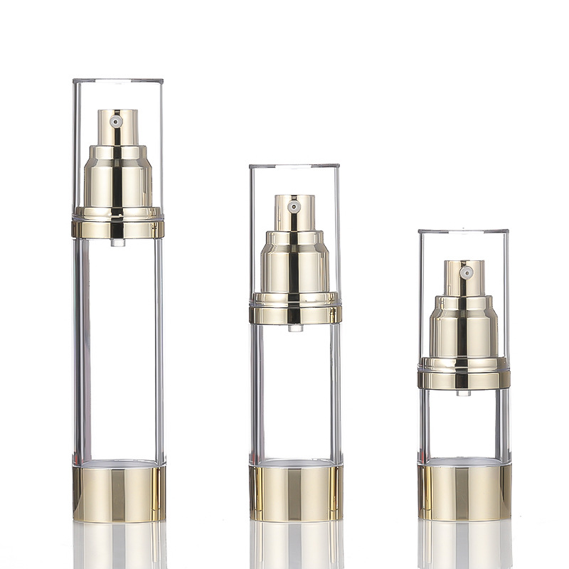 15ml 30ml 50ml Gold Silver Acrylic Bottle Airless Pump Spray Lotion Emulsion Packaging