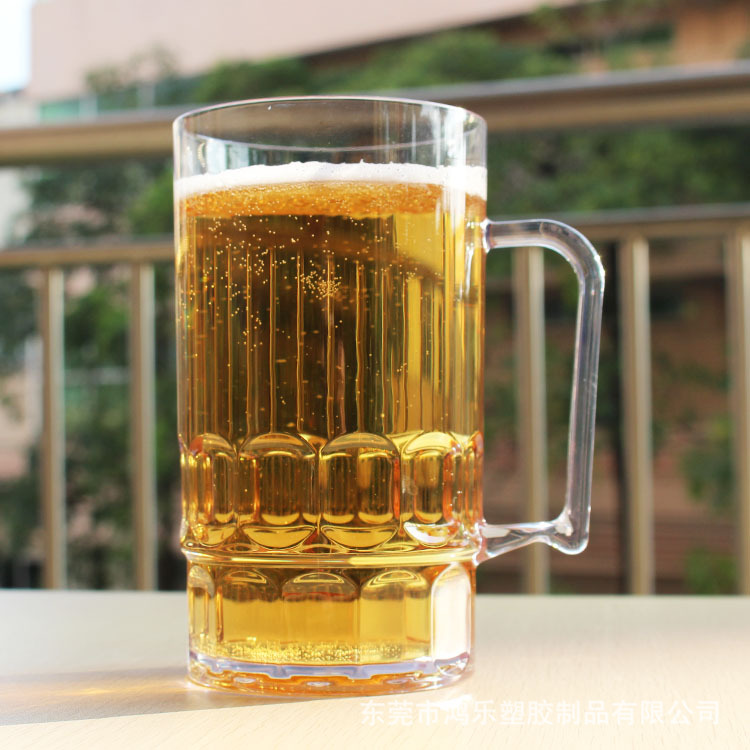 Unbreakable 350ml 800ml  PS Beer Mug Cheap Wine Glasses Cup Printing Beer Mug Beer Stein with Handle