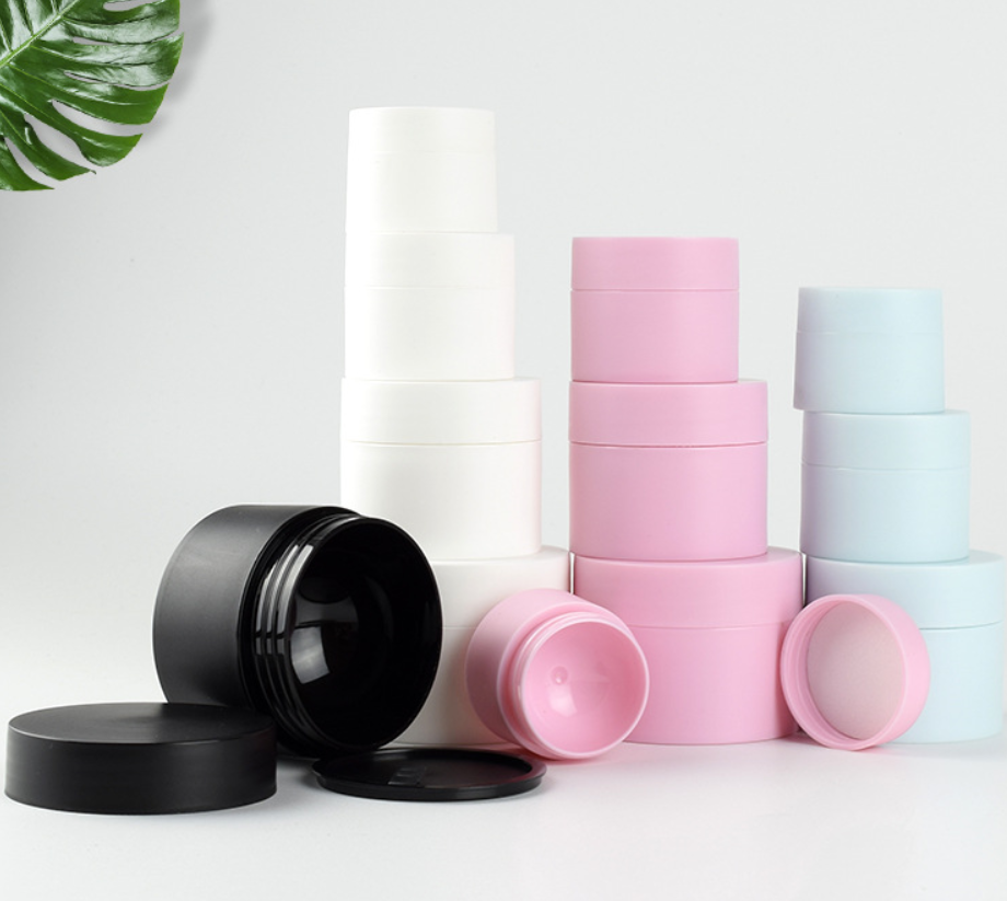 PP Frosted Black Jar Matte Cosmetic Face Cream Can 30g 50g 100g 150g 200g Plastic Double Wall Customized Color Lotion packaging