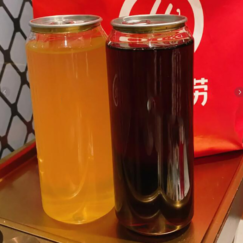 Custom package 330ml 500ml 700ml PET PP Soft Drink Can Empty Plastic Clear Soda Beverage Can with smart filling machine