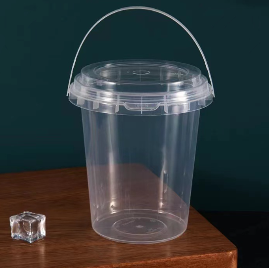 24oz 32oz Empty plastic bucket bottle PP cup Fruits Container PP Clear Bucket Cups With Lid Handle