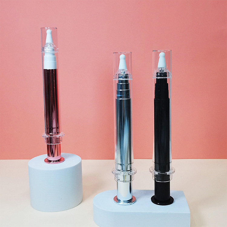 10ml 15ml 20ml Airless Syringe Bottle With Anti-Crash Outer Tube And Long Sprout For Facial Eye Skincare Cosmetic Products