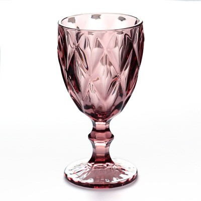 12OZ Wholesale Clear Pink Blue Custom Diamond Drinking Wedding Champagne Goblet Colored Wine Glass Cup