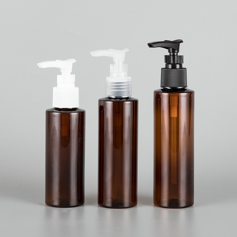 100ml 120ml 150ml 200ml PET customized package Plastic Cosmetic Lotion Cleansing Oil matte round square Bottles with lock Pump