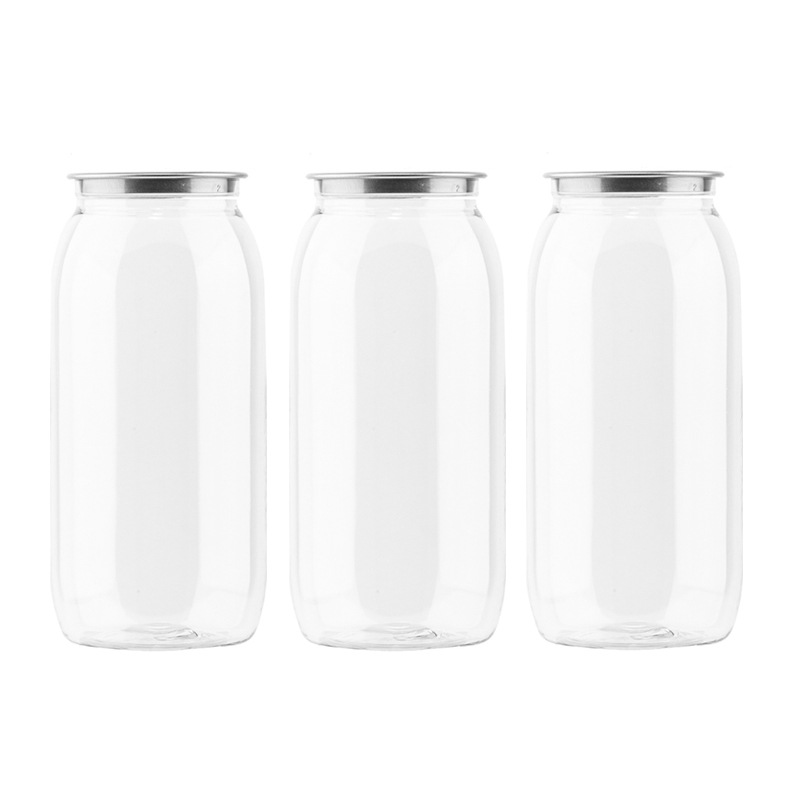 250ml pet transparent pop cans juice beverage bottles Custom 330ml 500ml plastic cans for soda cold brew coffee juice cans