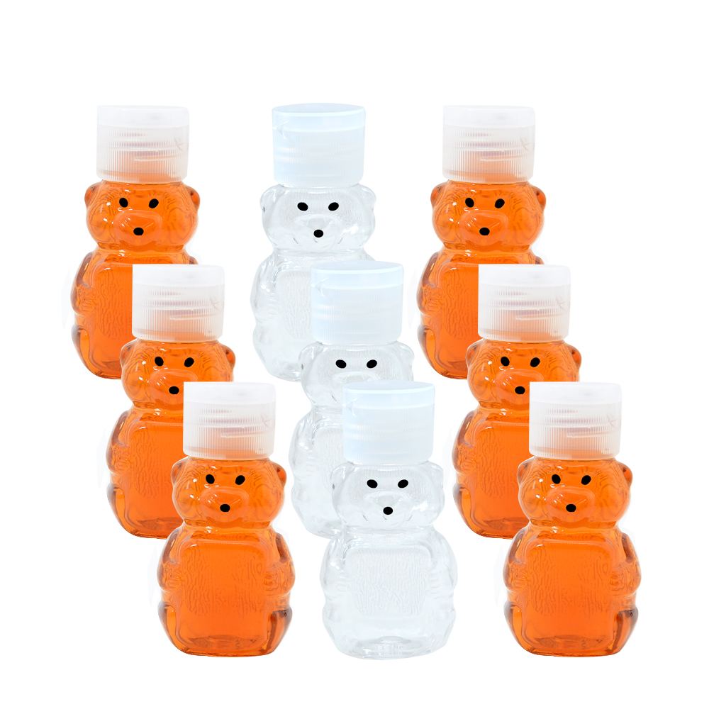 HOT SALE Plastic Bear Shape Empty Transparent Upside Down  PET Food Grade Beverage Packaging  honey bottles