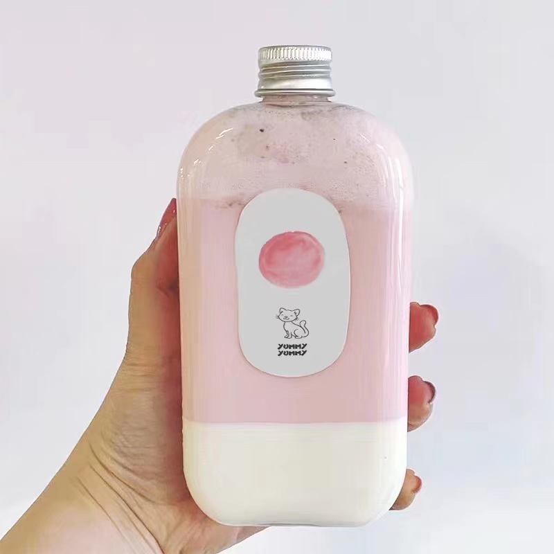 Machi Machi Bottles PET Plastic 250ml 8oz 300ml 350ml 12oz 400ml Boba Cold Brew Coffee Milk Tea Cup Juicy Bottles Beverages