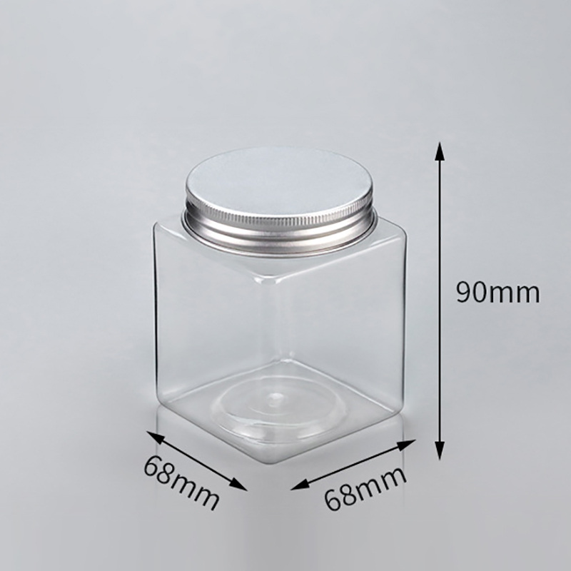 Food Grade Plastic Square jar 200ml 250ml 300ml Snack Container Lotion Cream jars PET Customize Cosmetic lip mask jar package