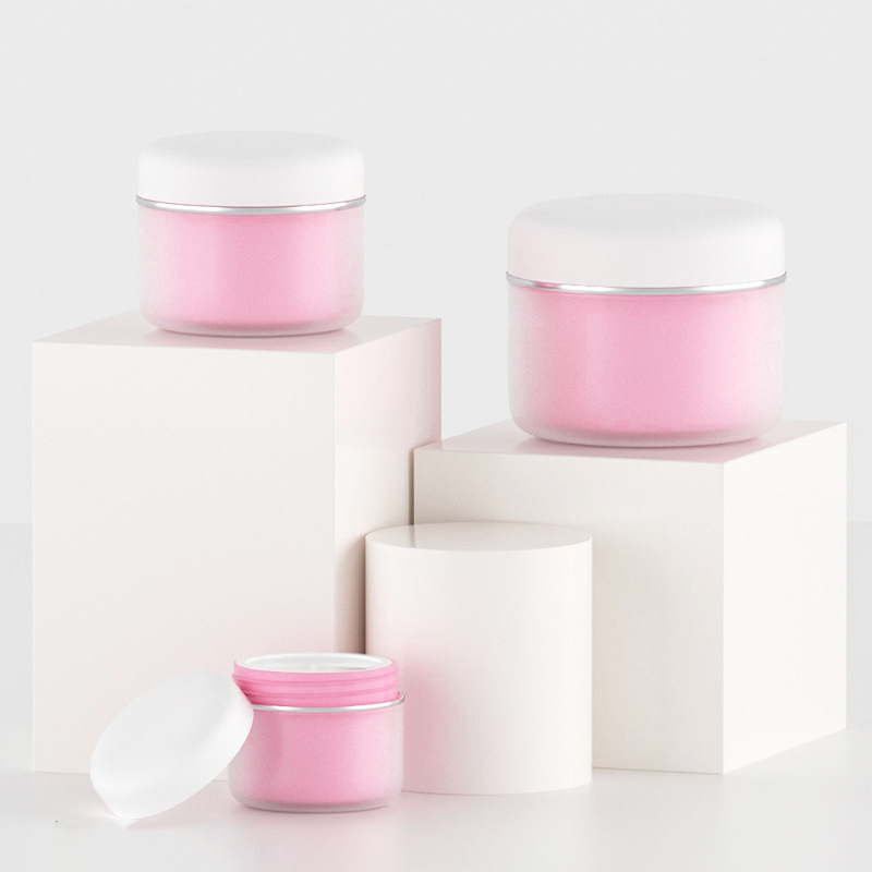 Frosted Pink Face Primer container 30g 50g luxury empty face cream jars 30ml 50ml Double Layer PP Jars With Lids
