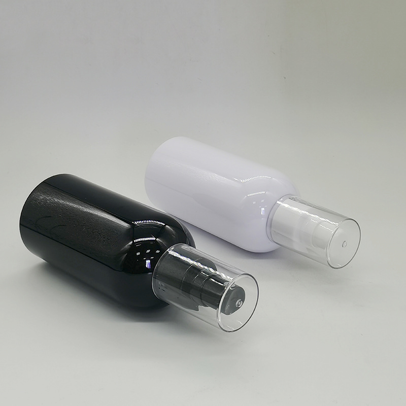 Wholesale Matte Black 200ml Lotion Pump Bottle Plastic White Hair Mist Setting Spray Bottle Cosmetics Packaging Bottles