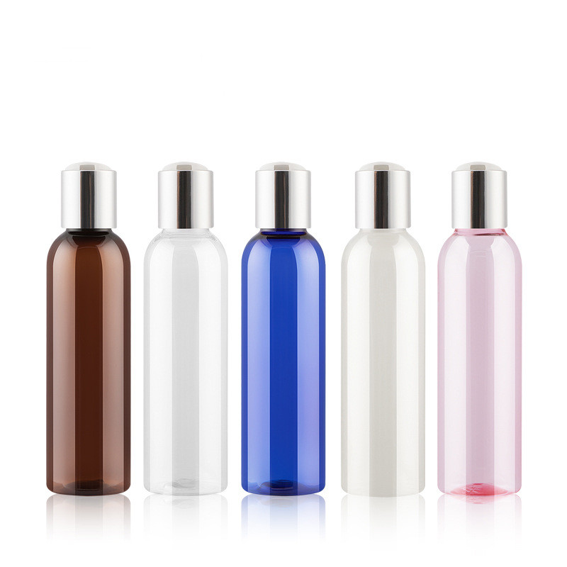 8 oz Empty Pink PET Cylinder Bottle 24-410 with Flip Screw Disc Top Caps for Hair Shampoo Massage Body Oil Bath Soaks Packaging