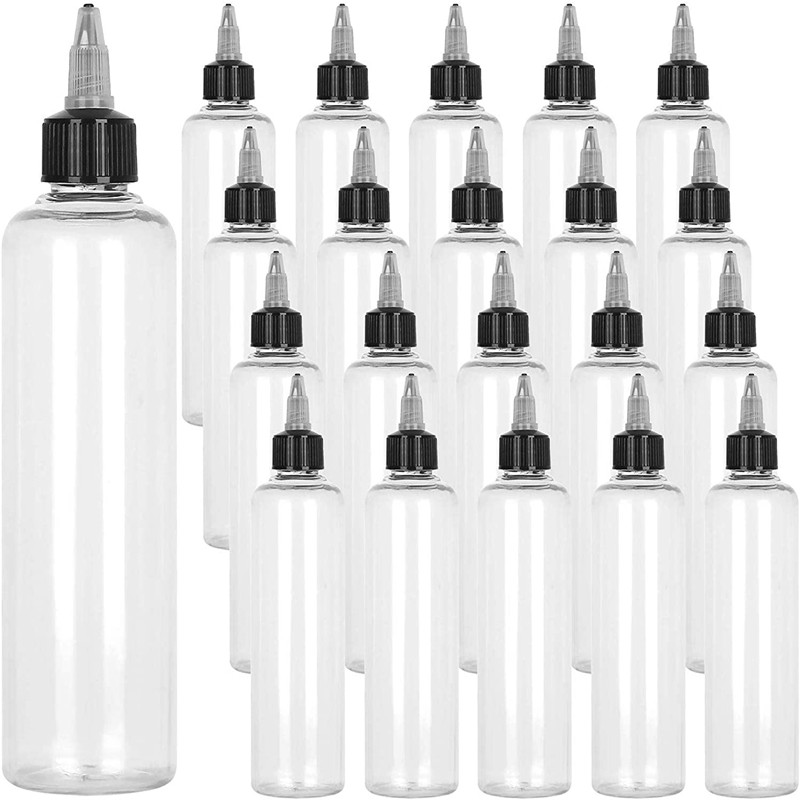 Clear 60ml 2oz 4oz 8oz 16oz 100ml 300ml 500ml 750ml 1000ml PET Twist Top Cap Mini Sauce Squeeze Bottle for Hair Oil Applicator