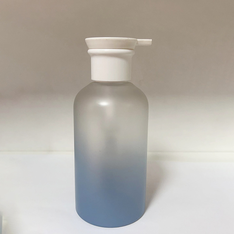 250ml 330ml 500ml White Lotion Pump Bottle Frosted Transparent gradual color Shampoo essential oil Bottle PET plastic bottle