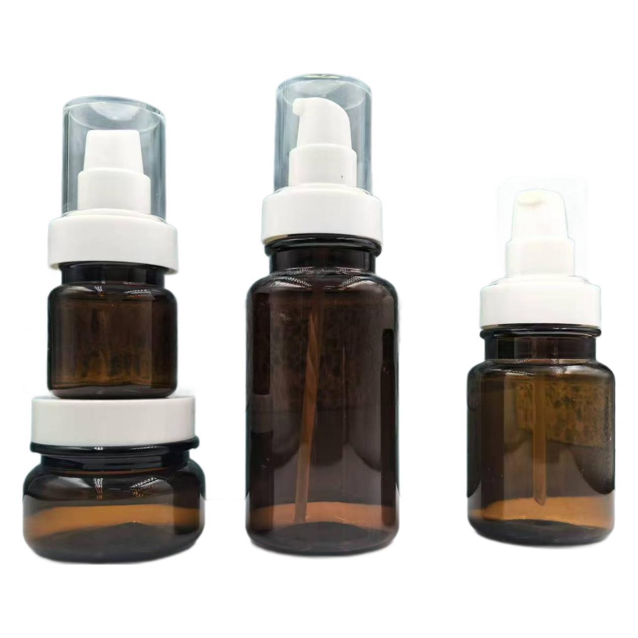 Wholesale 30ml 60ml 100ml Amber PET Emulsion Spray Pump Bottle Plastic Lotion Bottle cosmetics essence lotion mist spray bottle