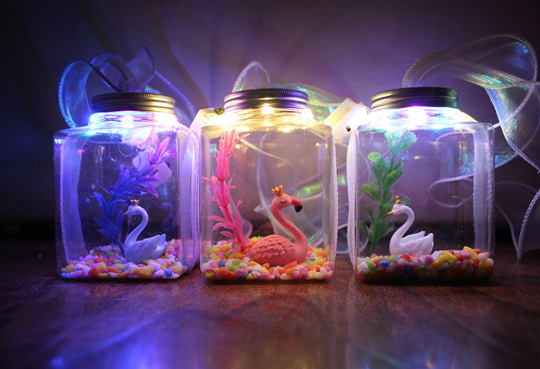 Plastic square desktop fish tank five star shape juice beverage boba milk bottles full set of materials night market