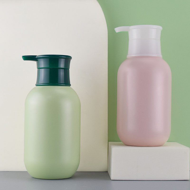 250ml 300ml 500ml matte boston lotion bottle round PET plastic pump bottle empty customized color and logo clean container