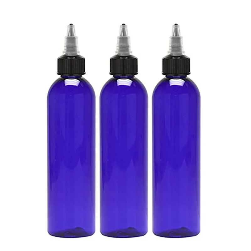 4oz 8oz 16oz Bullet Cosmo Round Bottle Twist Top Applicator Purple Amber for Liquid Hair Oil Conditioner Shampoo Squeeze Plastic
