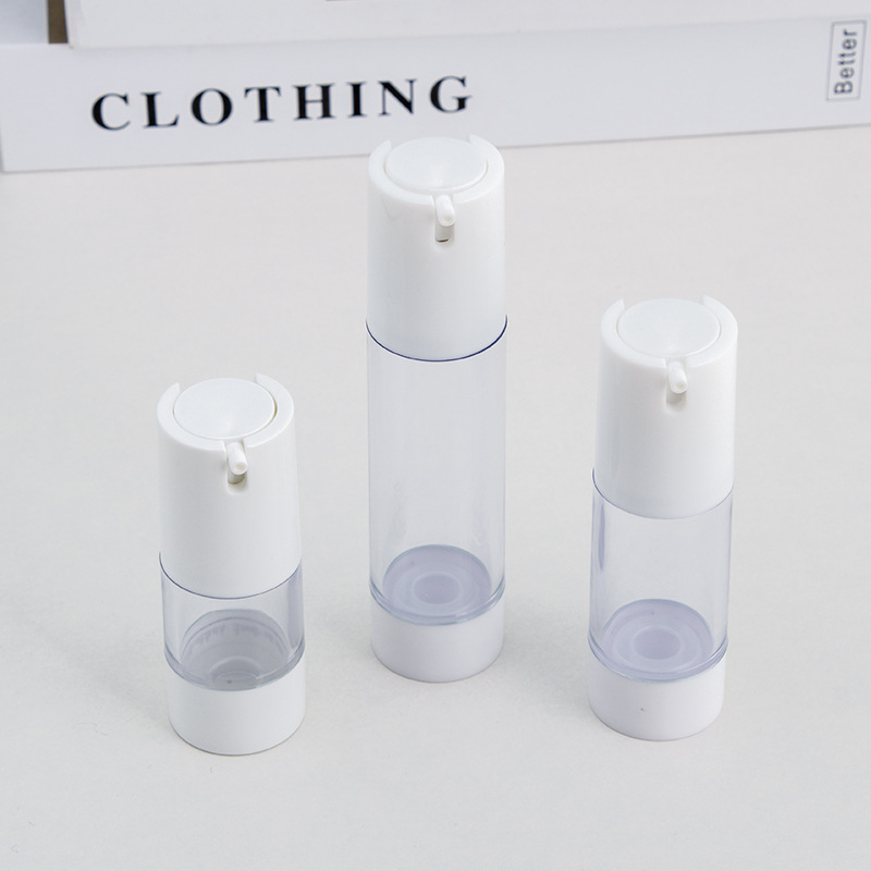 Luxury 15ml 30ml 50ml Silver White Airless cosmetics lotion press pump bottle AS plastic Essence Serum Eye Cream dispenser