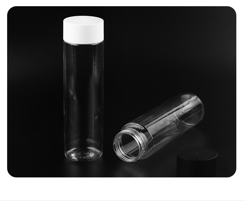 300ml 400ml 500ml PET round shape Transparent Fruit Juice Coffee Beverage Plastic Bottle With Cap Plastic Beverage Bottle