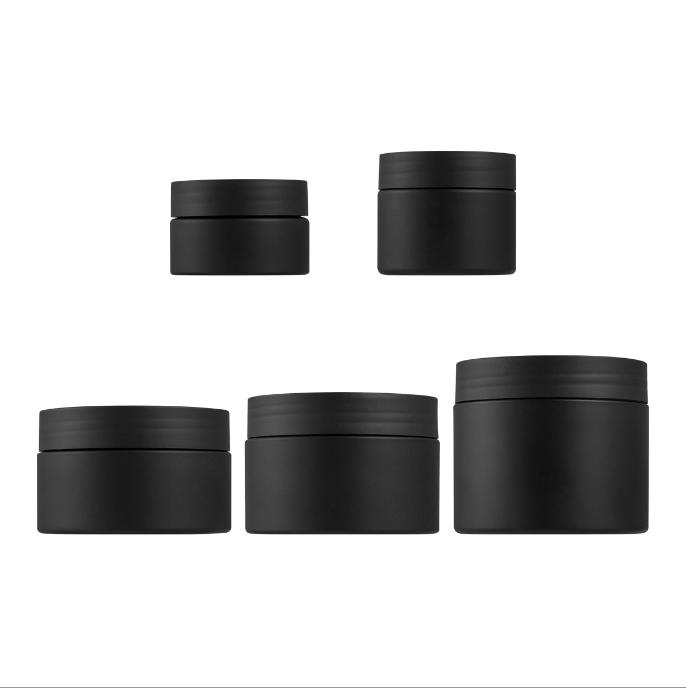 Matte Black 4oz cosmetic face cream jar 8oz frosted salt scrubs body butter jars 150ml 250g round plastic jar with lids 50g 100g