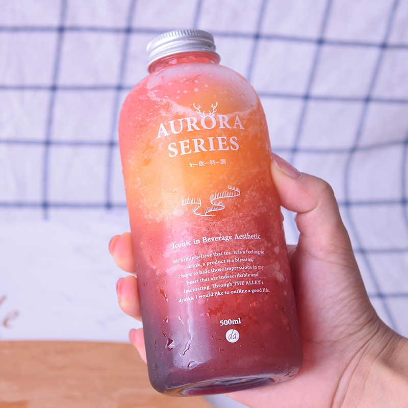 500ml 12oz 16oz creative cold brew ice tea aurora series beverage drink cup containers cylindrical juice plastic bottle
