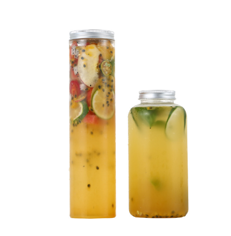 Smoothie cold boba milk Empty Plastic Bottles for Juice plastic bottle 500ml with Straw Hole Cap