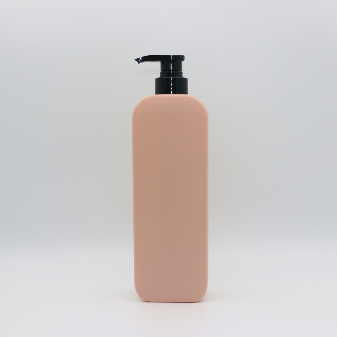 750ml plastic tall thin flat bottle HDPE large volume shampoo body wash conditioner set empty bottle Black lotion pump dispenser