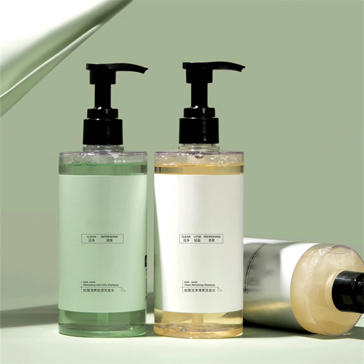 Wholesale Custom Shampoo Bottle Packaging With Logo Plastic Empty Round Matte Shampoo and Conditioner Pump Bottles
