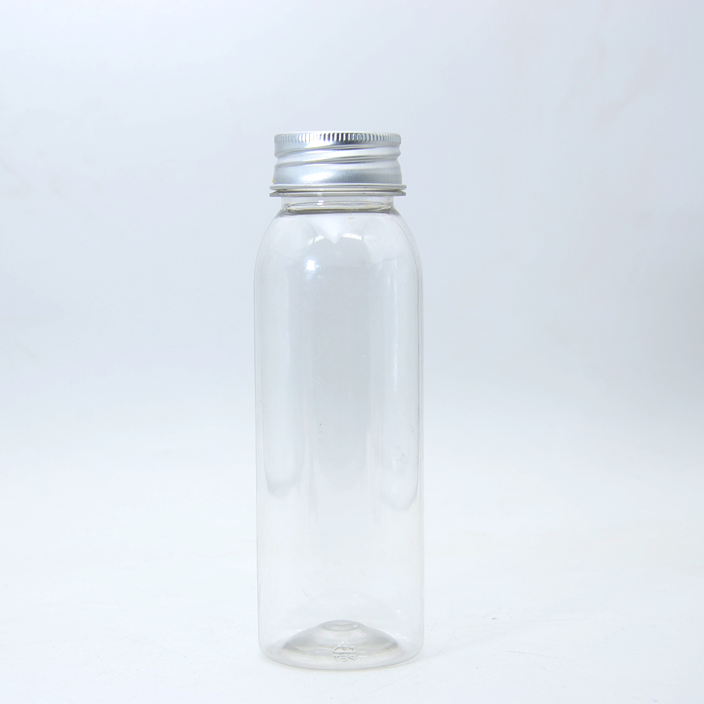 Juice Bottle 150ml 250ml 350ml 500ml Empty Round Square Plastic Silver Cap Clear PET Bottles Cold Drink Customize Liquid Bottle