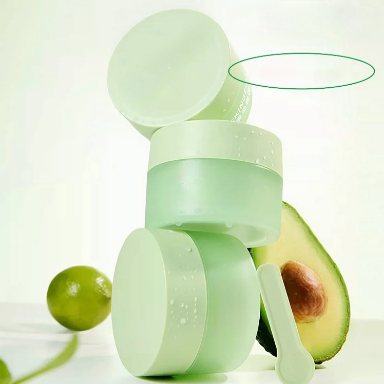 PP Frosted Green Cosmetic Jars with Lids for Body Butter Cream Ginger 100ml PET Round Slim Wide Mouth Cleansing Balm Jar Plastic