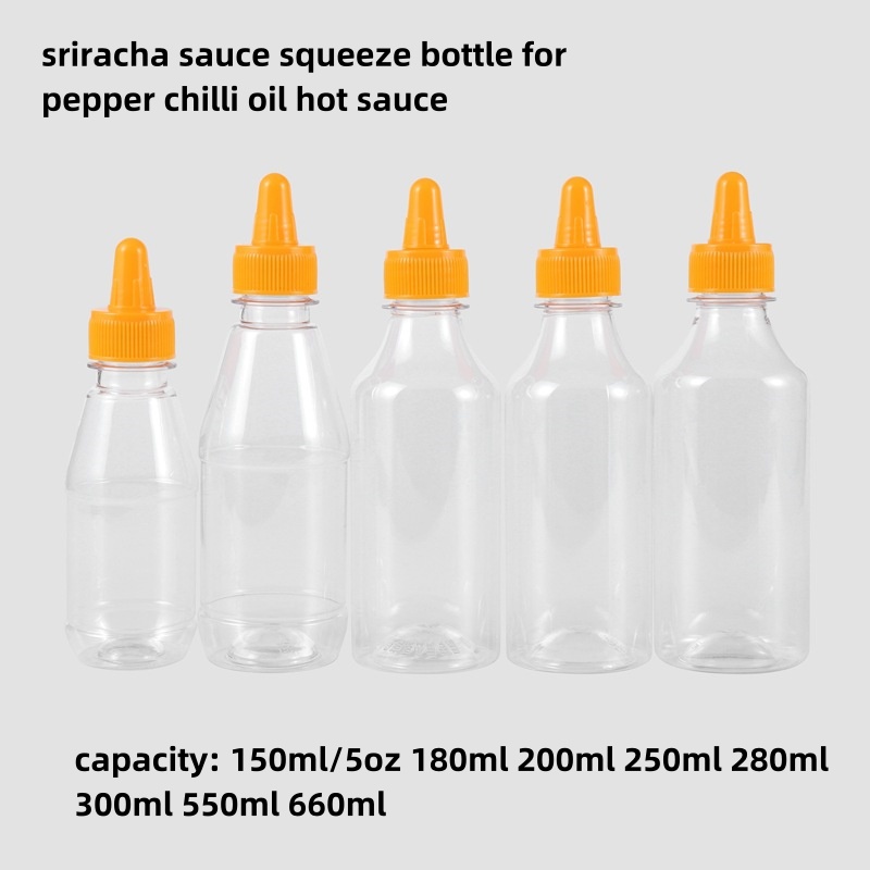 Thick Pepper Hot Chilli Siracha Sauce Bottle 500ml 750ml Plastic Squeeze Bottles Sriracha Mayo 700ml Olive Oil Bottle Dispenser