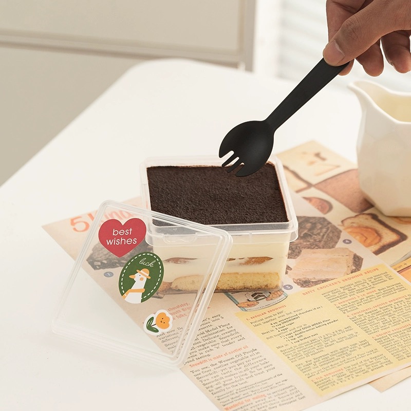 Customized PP Dessert Pudding Jars Ice Cream Cup with Lid Square Clear Tiramisu Plastic Cake Box Packaging Take-out Container