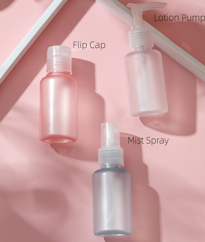 50ml 80ml Travel Size Bottles Set Flip Cap Body Wash Shampoo Lotion Pump Dispenser Moisturizing Water Fine Mist Spray Bottle