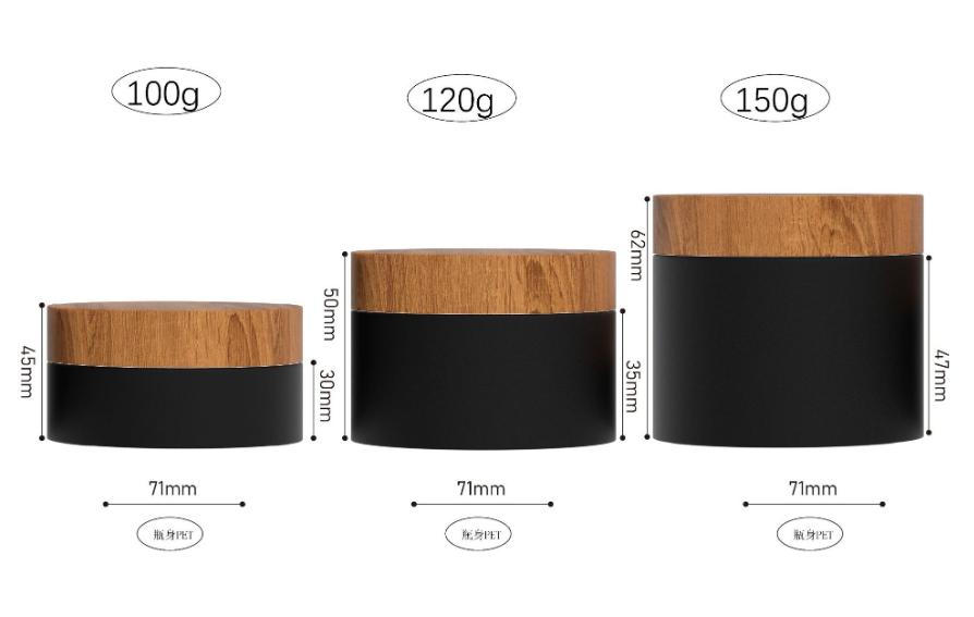 50g 100g face cream jar with bamboo wood lid 150ml 250ml body Scrub Butter jars plastic 4 8 16 oz Jars containers with lids