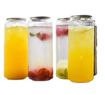 250ml 330ml 500ml Plastic PET Can Transparent Easy Open Cola Carbonated Cans for Drink Soda Soft Beverage