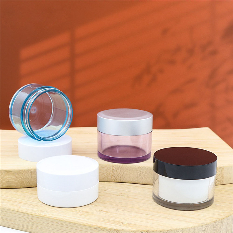 Double Wall Plastic Jar Clear Cream Lotion Jars 60ml 100ml 150ml 200ml 250ml Custom Bamboo Cover Wide Mouth Cosmetic Packaging