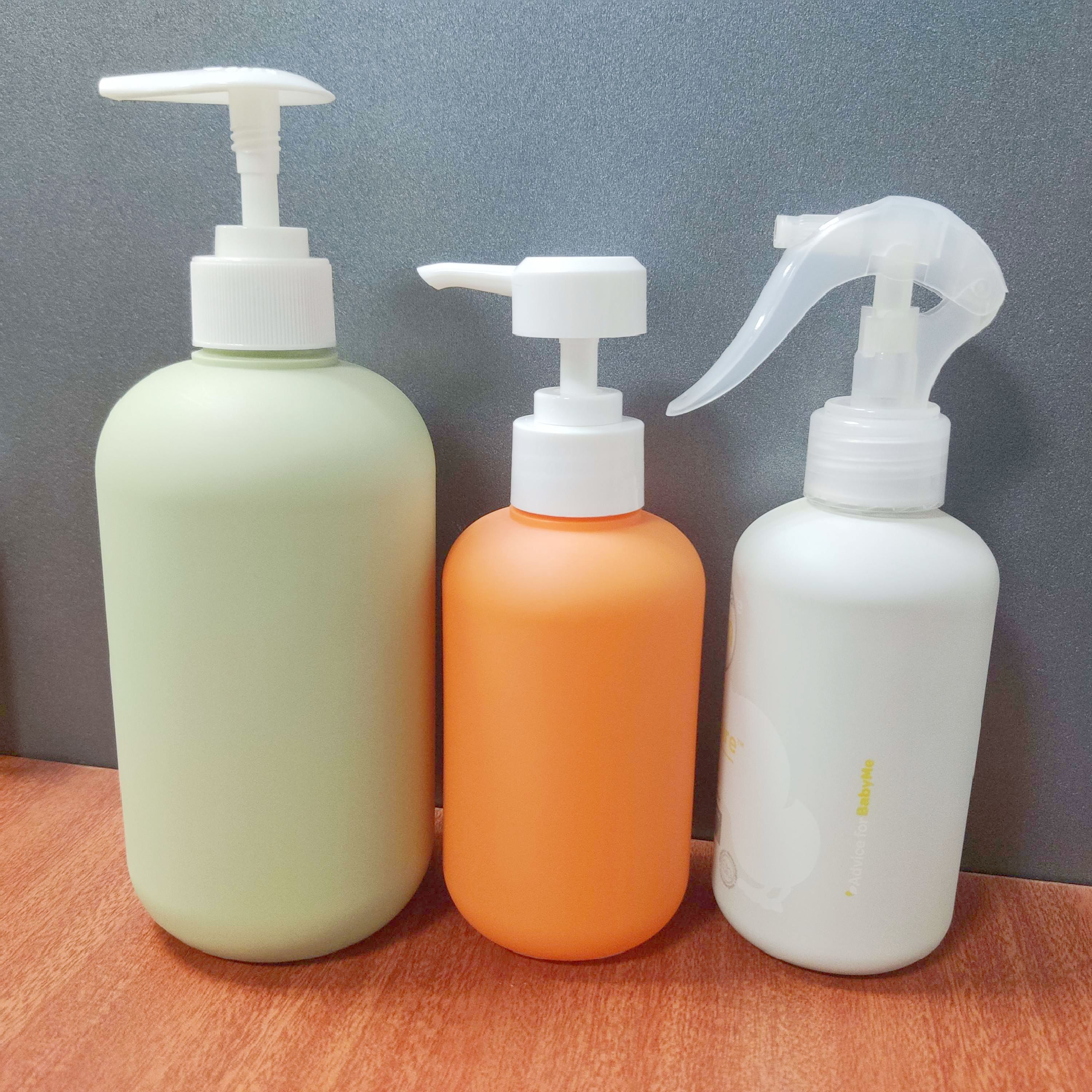 Gradient Ombree Pink Square Plastic shampoo bottle 300ml with pump dispenser Orange 250ml 500ml Frosted Green Lotion Bottle