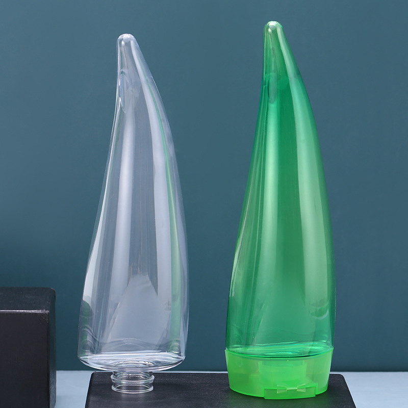 260ml Peculiar Aloe Shaped Green Horn Aloe Vera Gel Bottle with screw cap Flip Upside Down