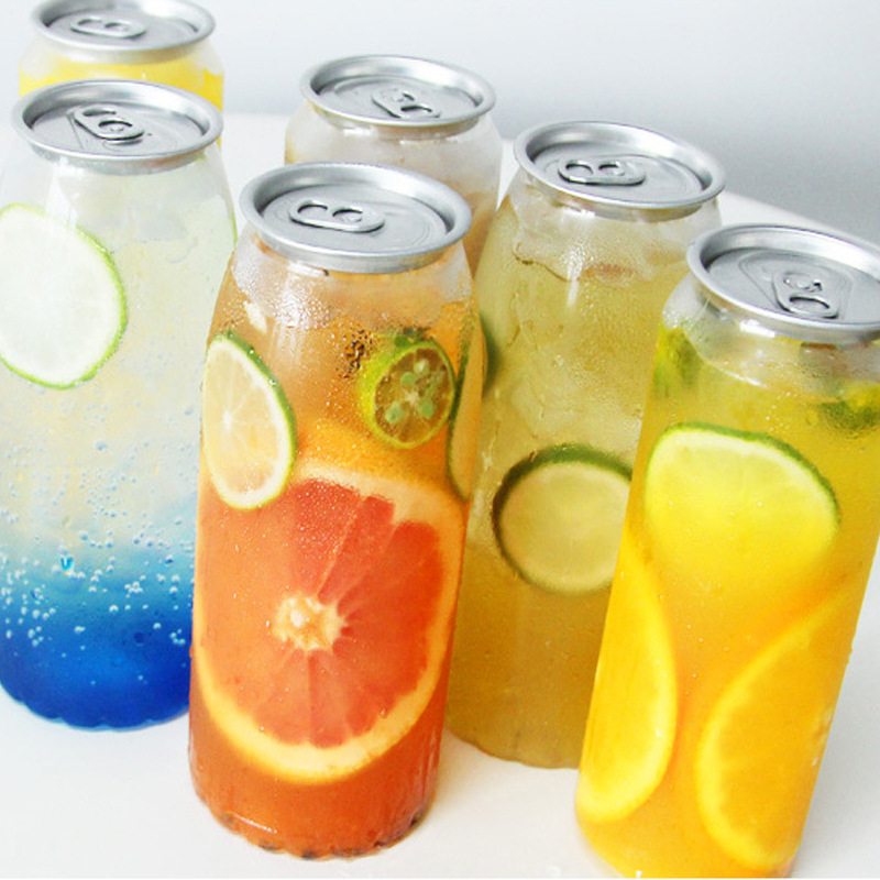 500ml 650ml 700ml 1000ml Plastic Soda Can Wholesale PET Cans for Drinks Coffee Juice Beverage with Seamer Machine