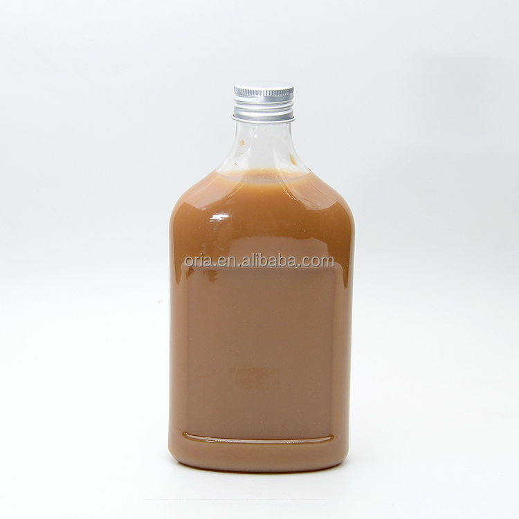Wholesale Custom 100ml 200ml 250ml 350ml 500ml  clear Plastic flat juice bottles for soft drink With Aluminum cover