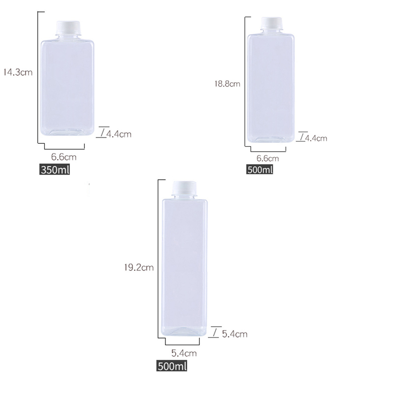 350ml 400ml 500ml Square Plastic Juice Bottles with 28mm Tamper Evident Caps Plastic Squeeze Bottles With Logo Label Wholesale