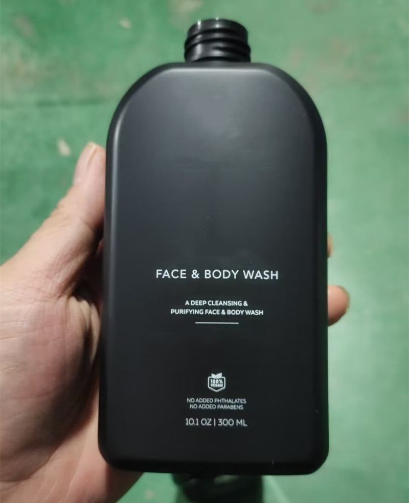 300ml 10oz Matte Black White Hair Dye Shampoo Bottle Body and Face Wash Packaging Pump Frosted Shower Gel Bottles with Disc Cap