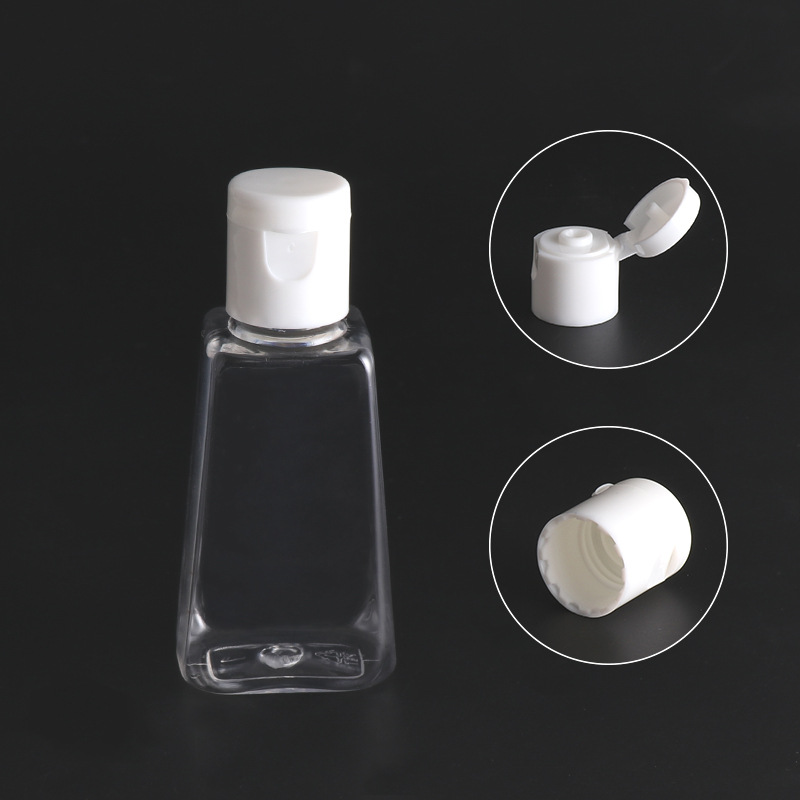 Squeeze Plastic Hand Sanitizer Bottle 30ml 50ml mini PET Hand Sanitizer for clean wholesale with Hook and Spray Pump