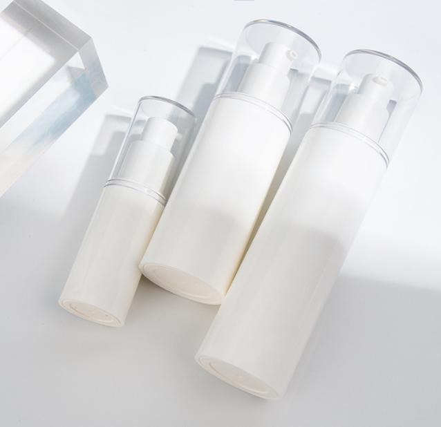 Airless bottles for cosmetics 15ml 30ml 50ml PP pump press serum eye cream lotion bottle Plastic White Long Neck Emulsion bottle